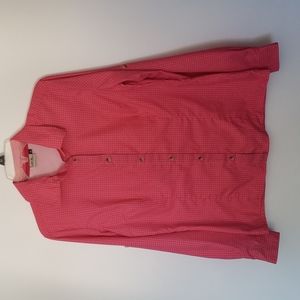 Rustic Ridge outdoors walking hiking plaid hot pink button down shirt